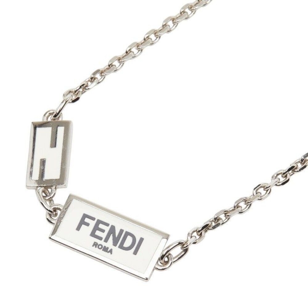 FENDI Logo Plate Metal Necklace